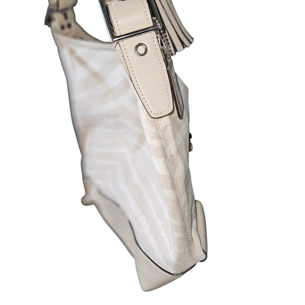 Vintage Coach Legacy Shoulder Bag Beige Canvas Zebra Pattern Leather Trim 23410 - Picture 10 of 14